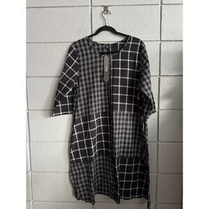 NWT Tulip 3/4 Sleeve Mismatched Plaid Dress size M